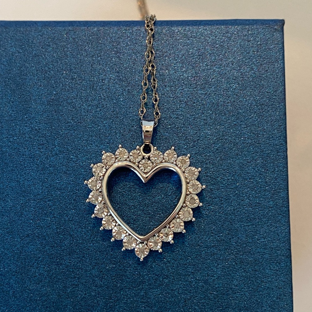 Belk Silver Heart Necklace with Sparkling Accents